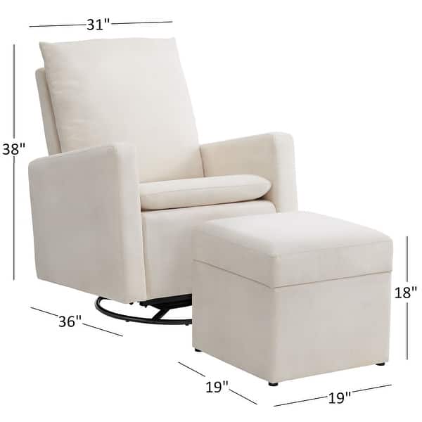 dimension image slide 1 of 3, Soho Baby Everlee Upholstered Glider/Ottoman