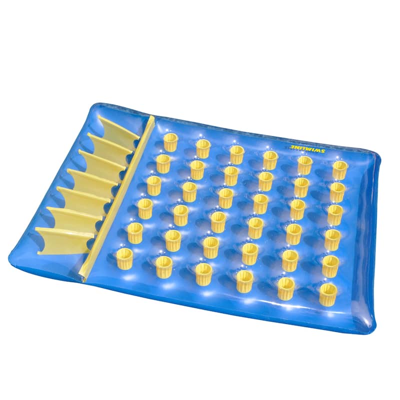 78" Inflatable Blue and Yellow Water Sports 36 Pocket Double Pool Mattress