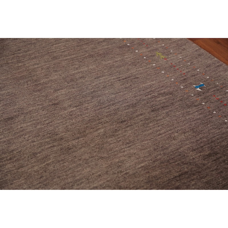 Brown Gabbeh Area Rug Hand-Knotted Oriental Tribal Wool Carpet - 5'2" x 7'6"