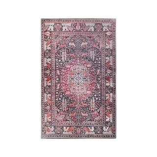 HomeRoots 7' X 9' Garnet Red Medallion Area Rug - 7' x 7' Round - Bed ...