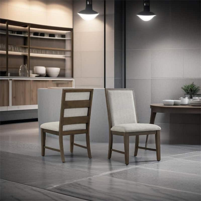 Solid Wood Upholstered Dining Chairs Set of 2 - Grey