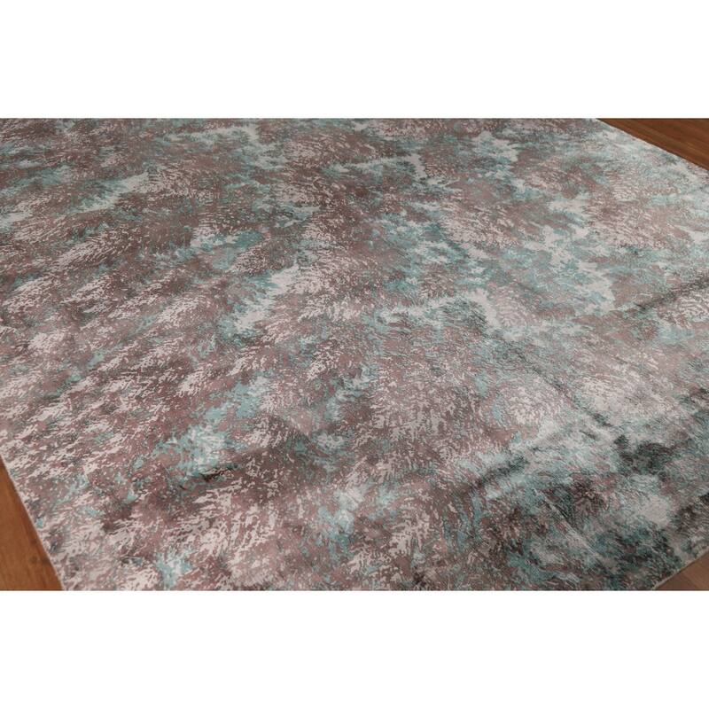 Contemporary Abstract Indian Area Rug Handmade Bedroom Wool Carpet - 8'3"x 9'10"