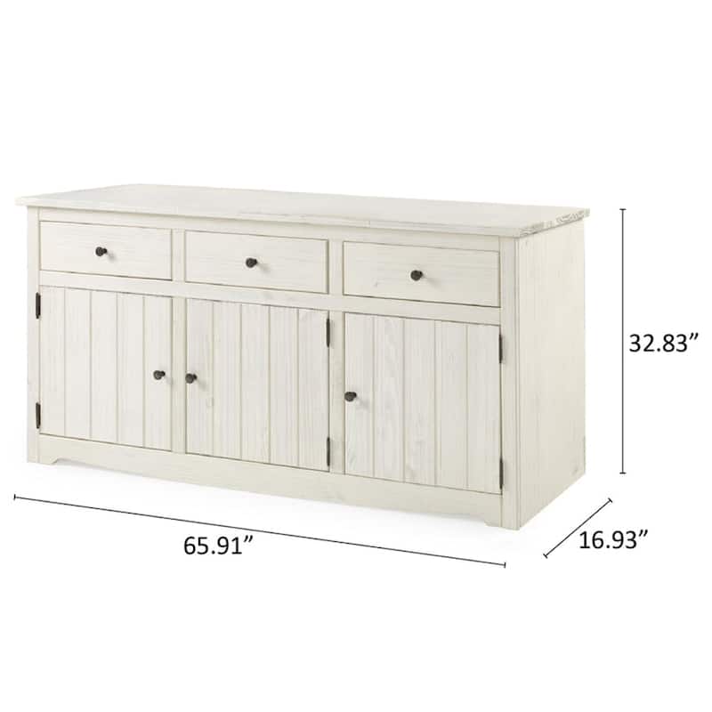 Wood Buffet Sideboard White Distressed | Furniture Dash - N/A
