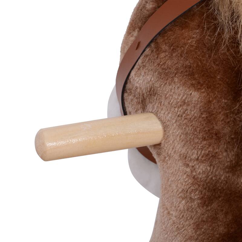 Plush Wooden Kids Rocking Horse with Padded Seat and Handles