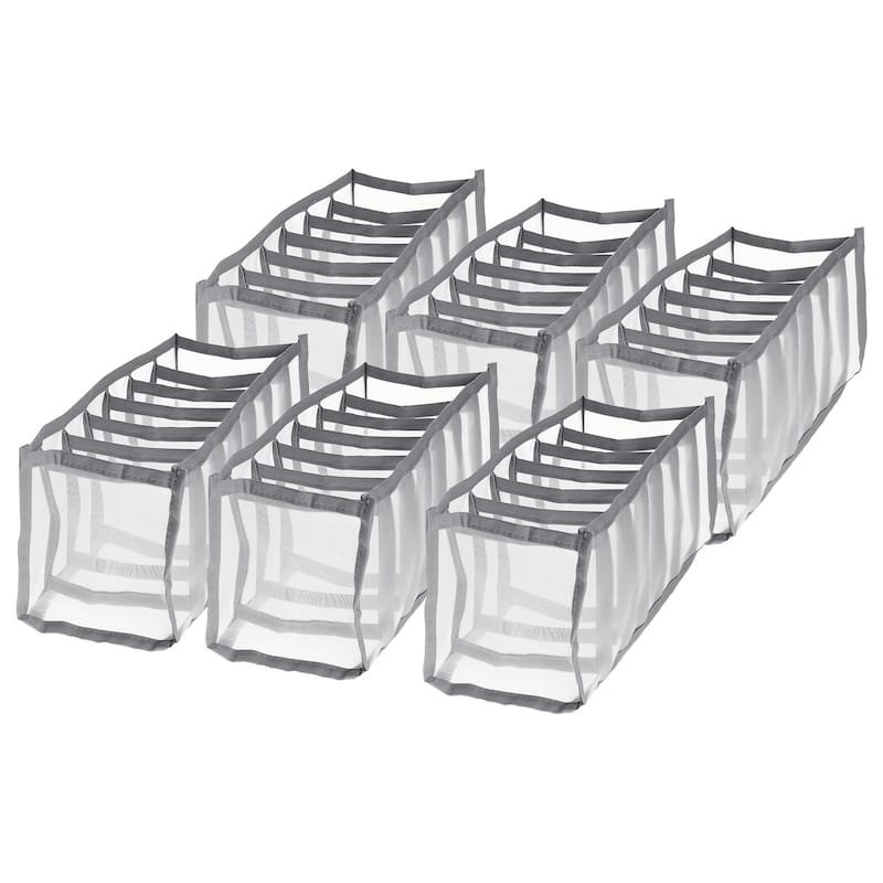 6pcs Wardrobe Clothes Storage Boxes 7 Grids Closet Drawer Organizer - 14.17" x 6.69" x 4.72"