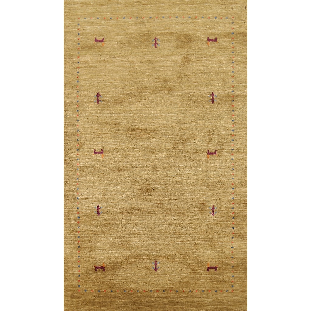 Animals Tribal Gabbeh Indian Accent Rug Hand-Knotted Wool Carpet - 3'0"x 5'3"