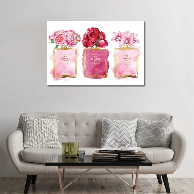 iCanvas "Three Perfume Bottles In Pink" by Amanda Greenwood Canvas Print - 32x48x1.5