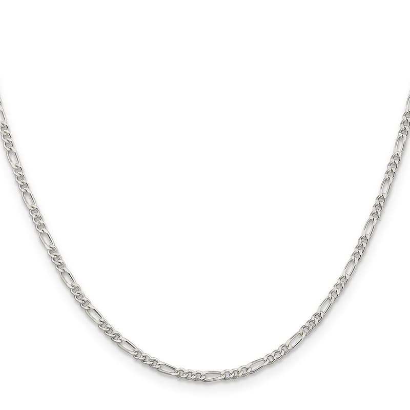 Curata 925 Sterling Silver Rhodium 2.25mm Figaro Chain Necklace (Lobster)