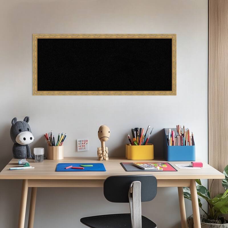 Mila Dark Gold Wood Framed Cork Board - Bulletin Board, Organization Board, Pin Board