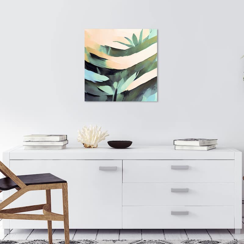 Wynwood Studio Canvas Floral and Botanical Emerald Jungle Fade Green and Light Yellow Tropical Wall Art Canvas Print - 20 x 20