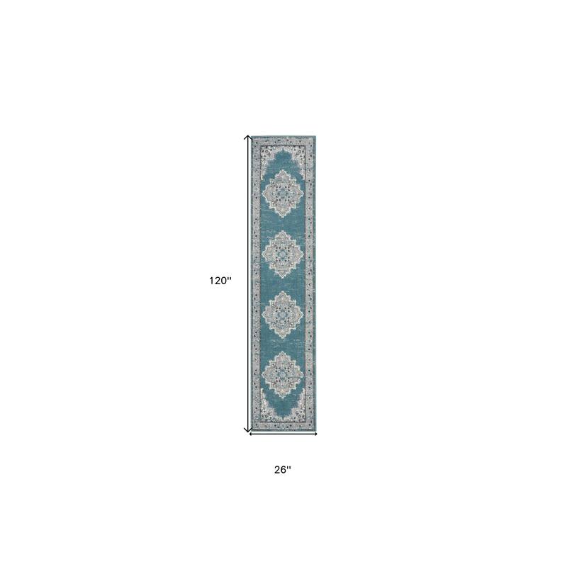 HomeRoots Oriental Bohemian Runner Area Rug - 120.00 in. x 26.00 in. x 0.50 in.