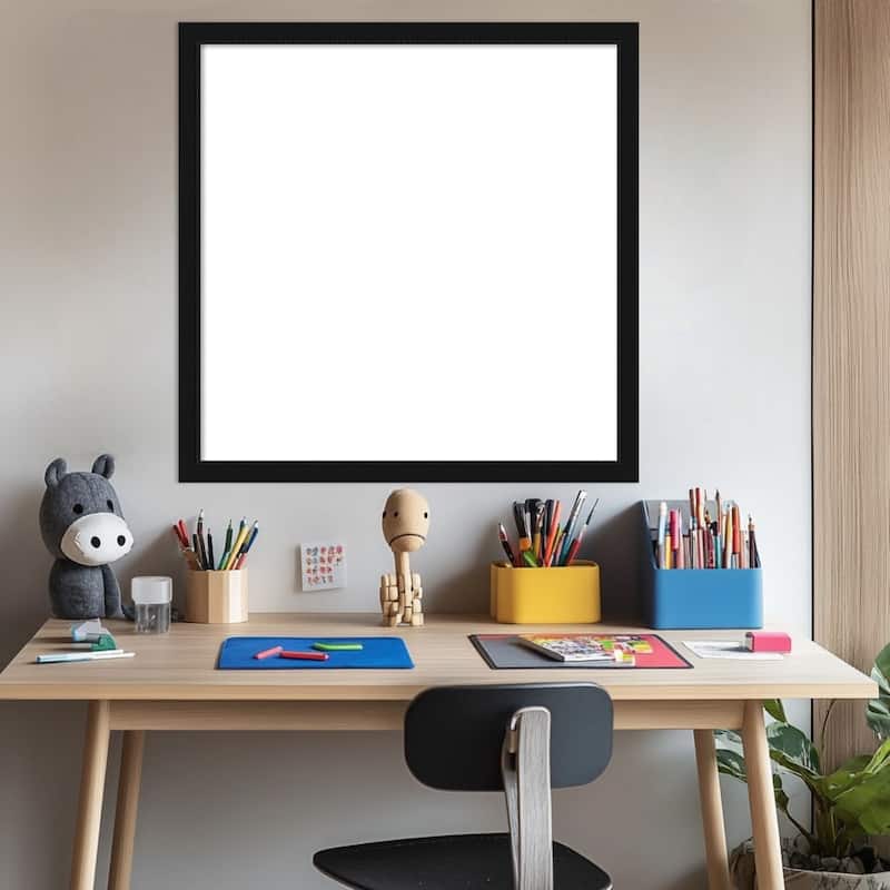 Amanti Art Avon Black Narrow Framed Dry Erase Magnetic Board