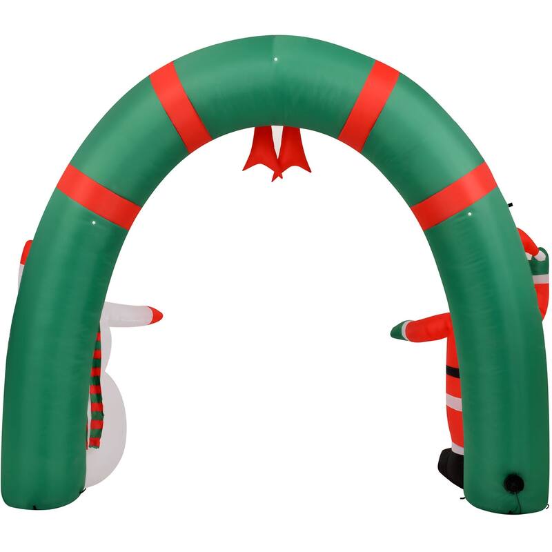 Christmas Time 8-Ft. Tall Walkway Arch w/ Santa Claus and Snowman, Prelit Outdoor Christmas Inflatable with Storage Bag