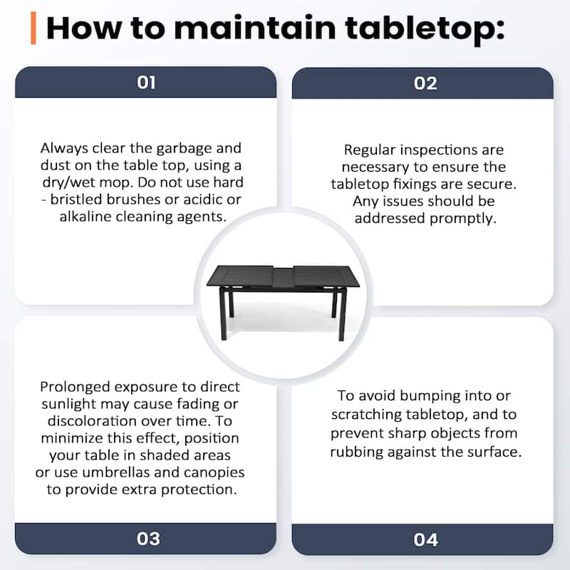 7PC Pellebant Outdoor Patio Aluminum Expandable Dining Table WPC Top with Stackable Chairs