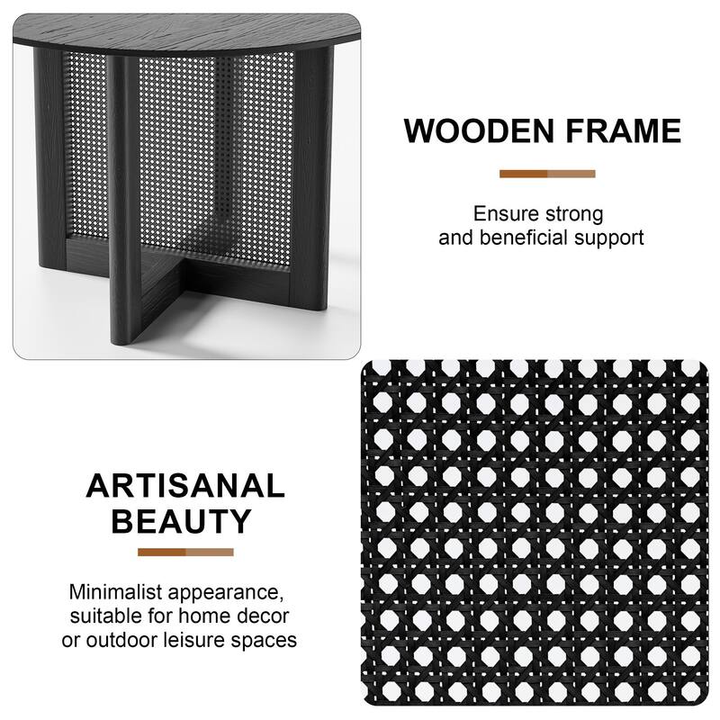 Farmhouse Kitchen Dining Room Table Furniture Round Kitchen Table with Rattan Woven Legs for Kitchen Bar Living Room