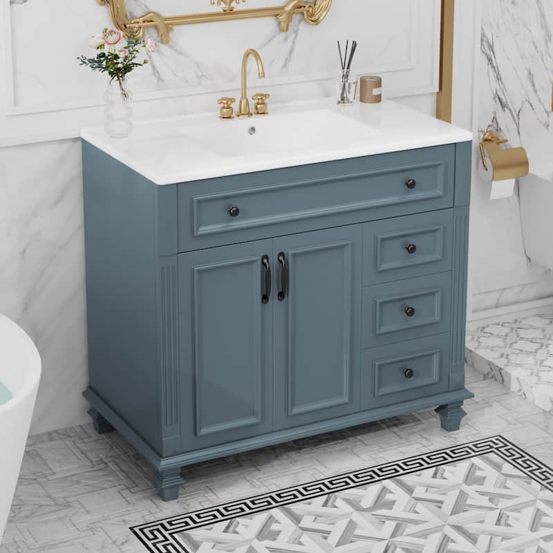 36"Freestanding Bathroom Vanity with Ceramic Sink