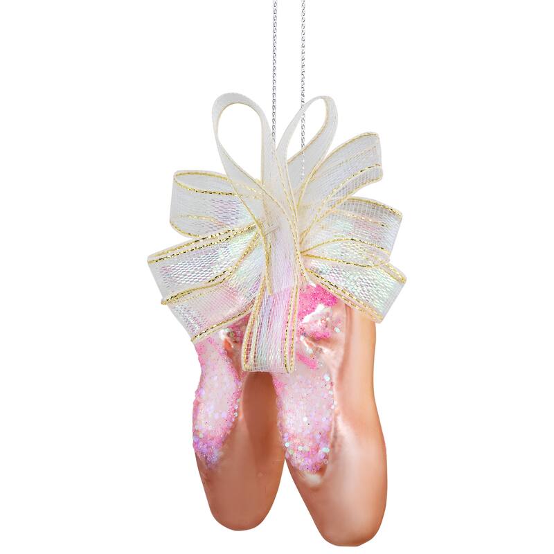 3" Pink Ballerina Slippers Glass Christmas Ornament