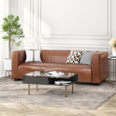 Goyette Faux Leather 3 Seater Sofa by Christopher Knight Home