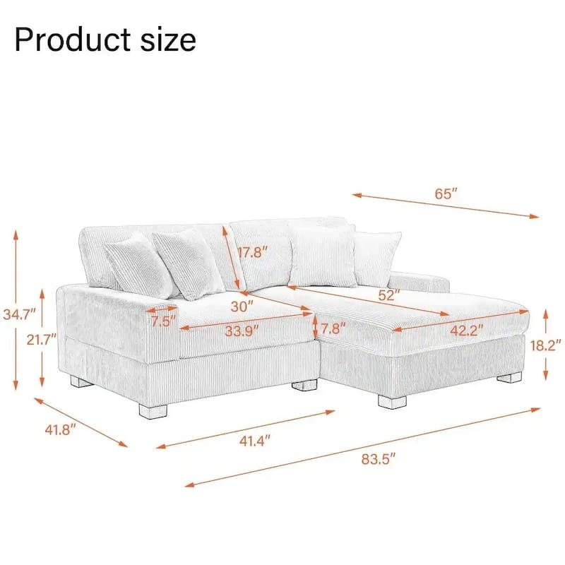 Oversized Modular Sectional Sofa Set with Pillows for Living Room