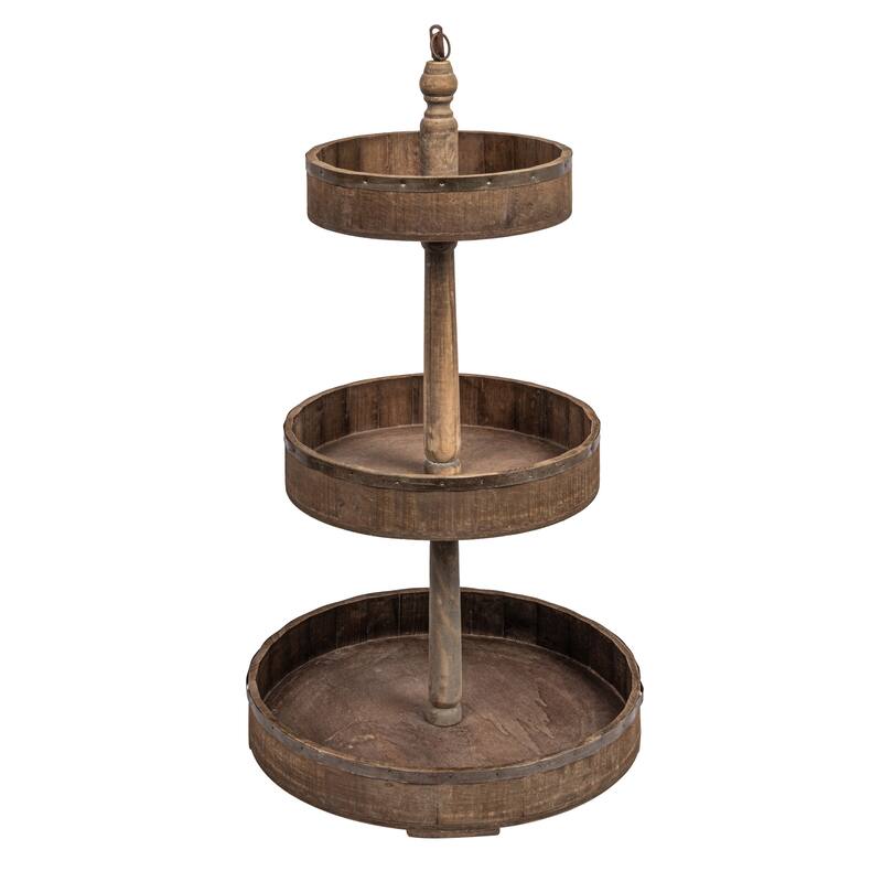 Decorative Wood and Tin 3 Tier Tray