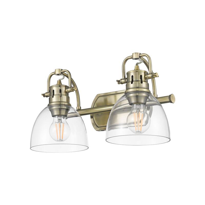 Yep by Golden Lighting Duncan 2-light Vanity in Aged Brass and Clear Glass