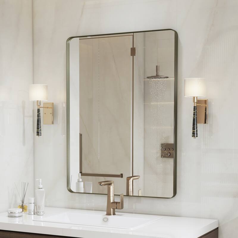 QuivaraView Rectangular Aluminum Framed Bathroom Vanity Mirror - 22" x 30" - Bronze