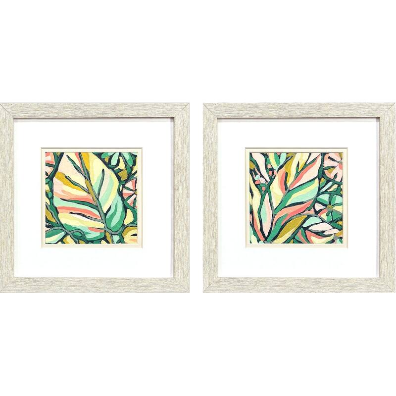 HomeRoots Set Of Two Candy Tropicals II Distressed White Framed Wall Art