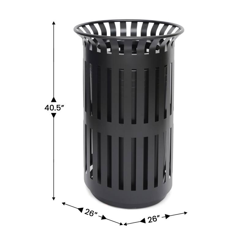 Commercial Outdoor Slatted Steel Trash Can with Inner Bin