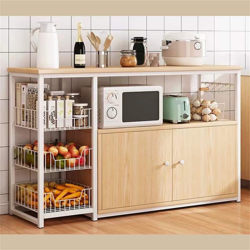 Kitchen Utility Storage Shelf with Cabinet - Nature/Oak