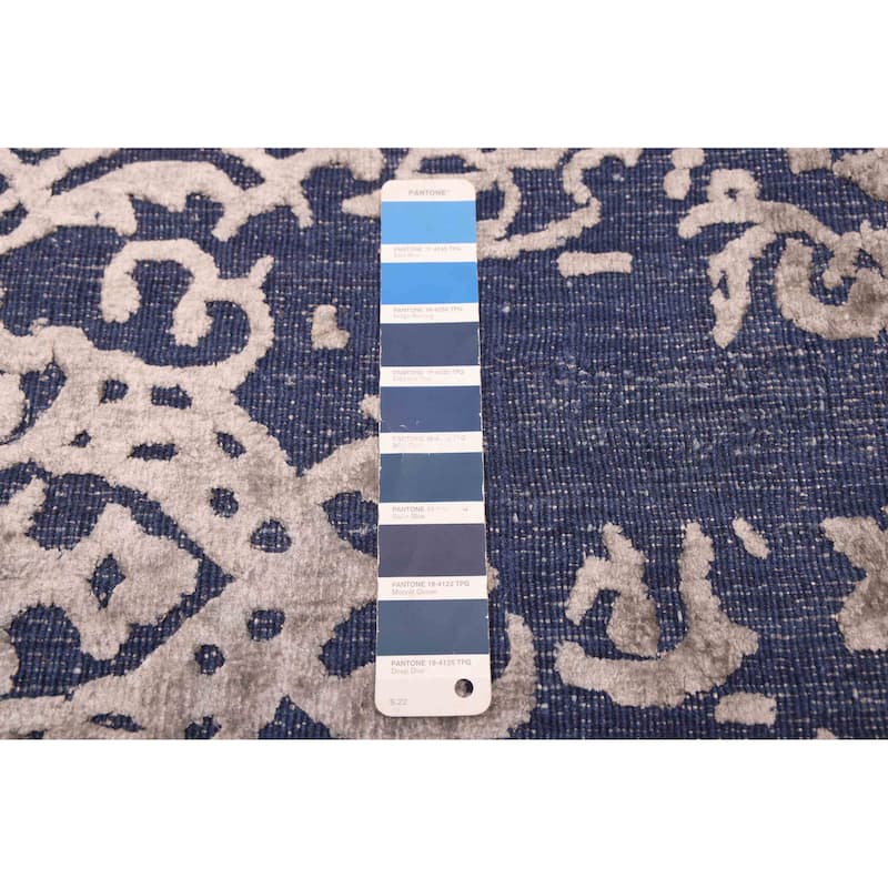 ECARPETGALLERY Hand Loomed Elysian Navy Viscose, Wool Rug - 5'0 x 8'0