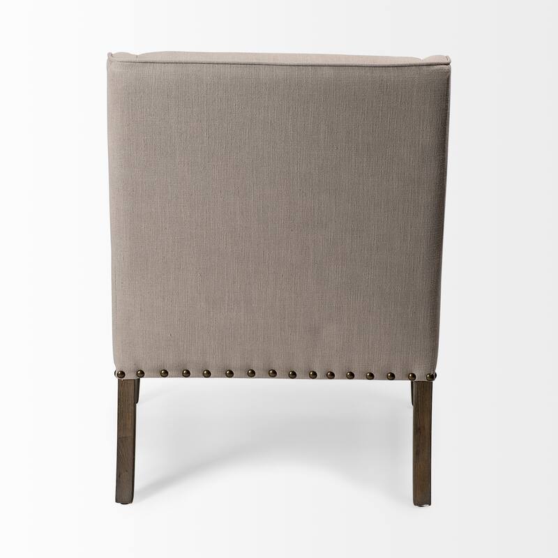 Kensington Beige Linen Fabric w/Wood Base Chair - 28.3L x 29.5W x 35.8H
