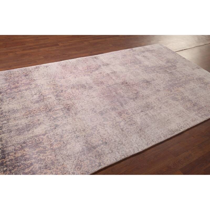Contemporary Abstract Indian Area Rug Hand-Knotted Wool Carpet - 4'9"x 7'11"