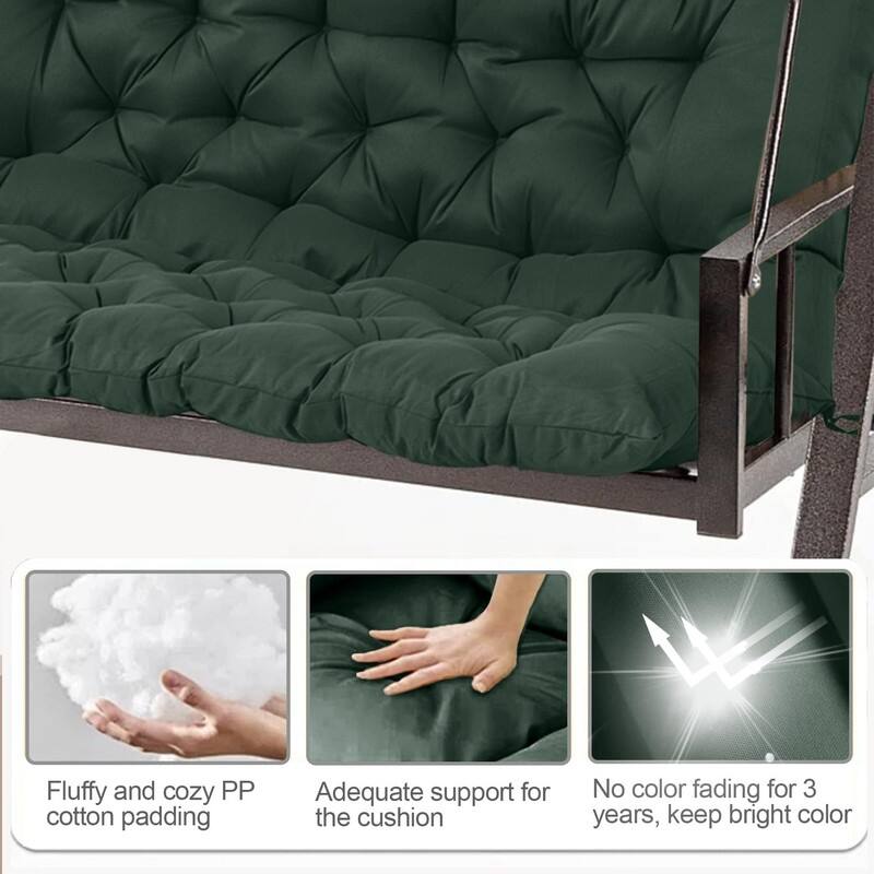 Swing Replacement Cushion, Outdoor Bench Cushions with Backrest Thicken 4", Patio Furniture Garden Porch Loveseat Glider Pad