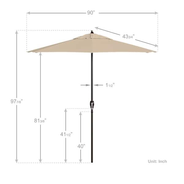 dimension image slide 18 of 20, North Bend 7.5 Crank Lift Auto Tilt Patio Umbrella with Outdoor Rated Olefin Fabric by Havenside Home
