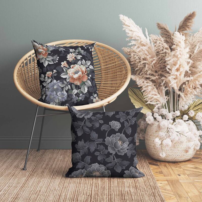 English Twilight Faux Suede Reversible Throw Pillow Gray and Orange