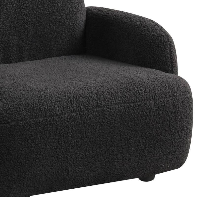 Raye Bear Shaped Kids Armchair with Black Legs, Black Teddy Velvet