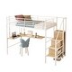 preview thumbnail 6 of 17, Twin Loft Bed with Desk and Storage Wardrobe, Heavy Duty Loft Bed with Stairs and Metal Grid