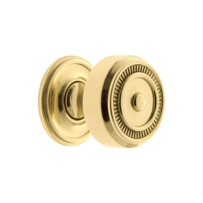 Grandeur SOLE-BRASS-KNOB-GEO Soleil 1-3/8" Solid Metal Ridged Mushroom - Polished Brass