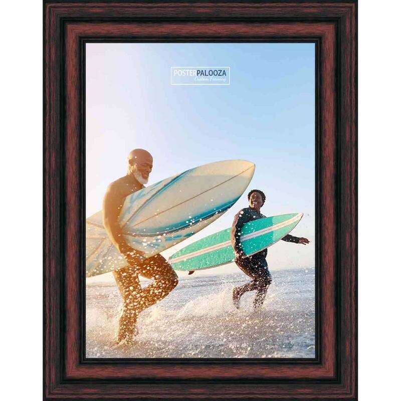 27x40 Traditional Cherry Wood Picture Frame with UV Acrylic, Foam Board