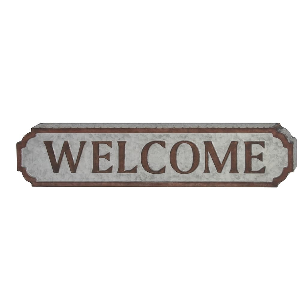 Metal Sign Welcome Wall Decor - Brown - Roche River Decor