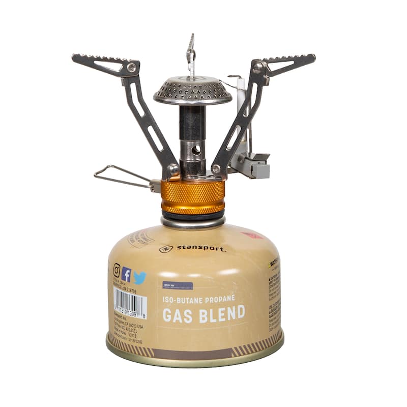 Stansport Portable Butane Stove with Fuel - Silver - Silver