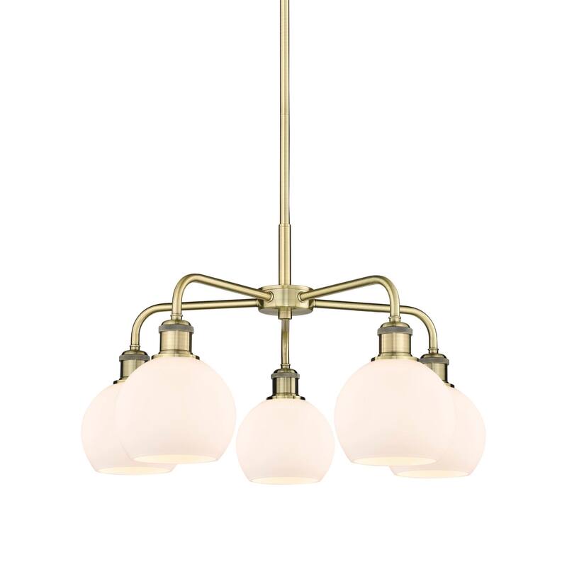 Innovations Lighting 516-5CR-15-24 Athens Chandelier Athens 5 Light - Antique Brass / Matte White