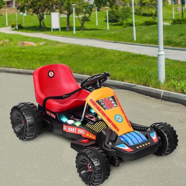 Shop Goplus Electric Powered Go Kart Kids Ride On Car 4 Wheel Racer Buggy Overstock