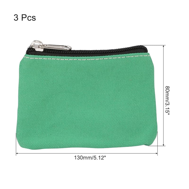 Coin Purse Pouch Change Purses Small Organizer Bags 3" x 5", 3pcs - Green