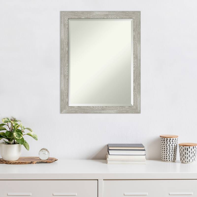 Beveled Wall Mirror - Dove Greywash Narrow Frame - Dove Greywash Narrow