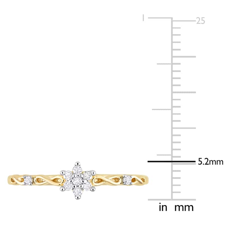 Miadora 1/10ct TDW Diamond Floral Promise Ring in Yellow Silver
