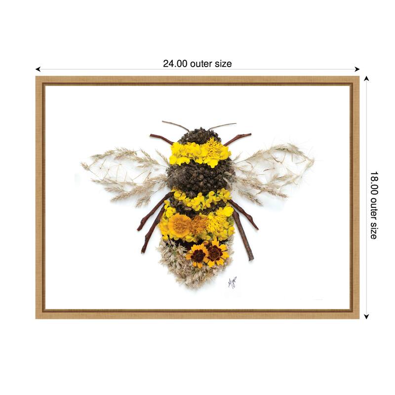 Kate and Laurel Bumble Bee by Madeline Jeppesen Framed Canvas Wall Art Print