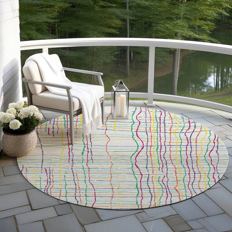 Machine Washable Indoor/ Outdoor Modern Century Chantille Rug