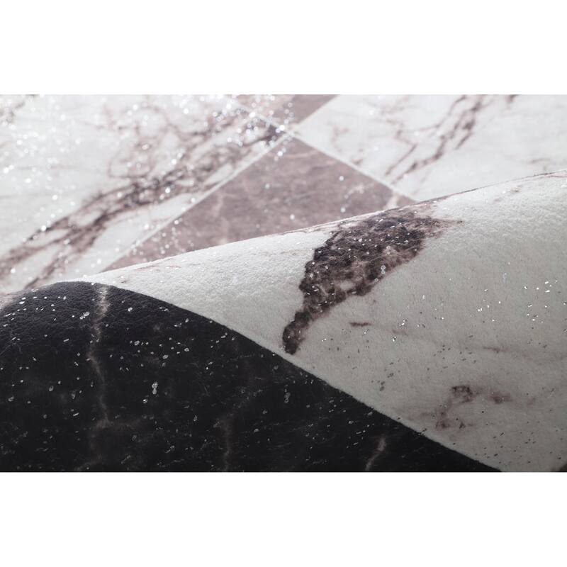 Retro Shag Collection Geometric Abstract Area Rug