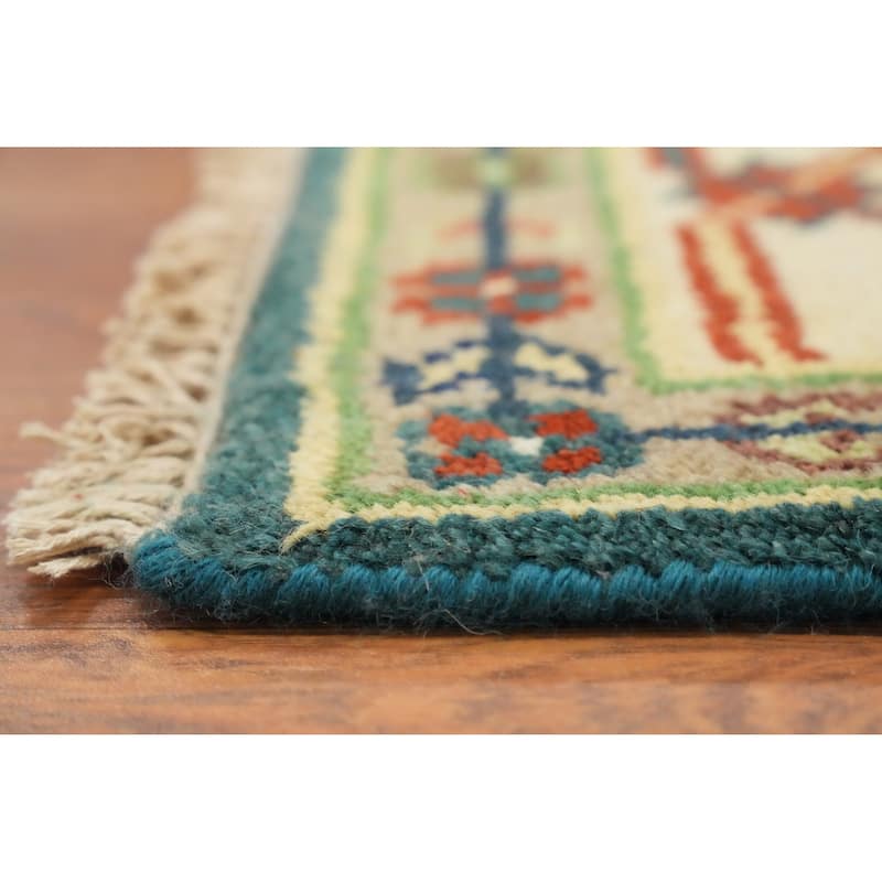 Hand Knotted Oriental 100% Wool Carpet Traditional Medallion Navy Blue & Blues Heriz (serapi) Area Rug - 9' 10'' X 7' 11''